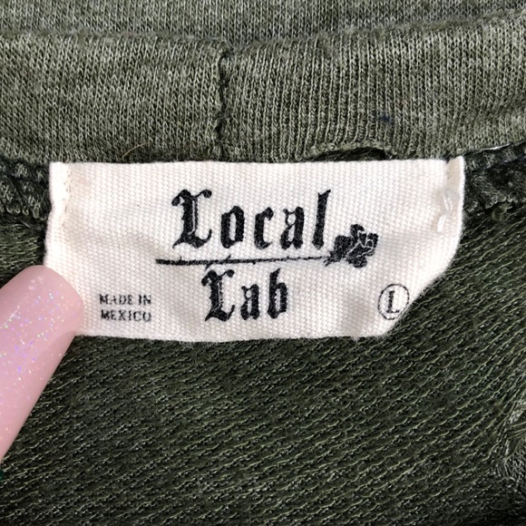 Local Lab Olive Green Rose Applique Destroyed Tee - Picture 5 of 6